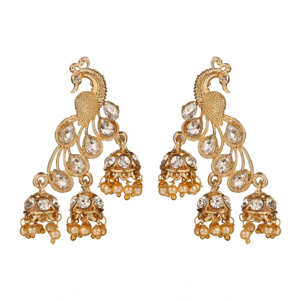 Generic Women's Rose Gold Plated Alloy Earrings (White)