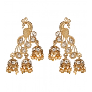 Generic Women's Rose Gold Plated Alloy Earrings (White)
