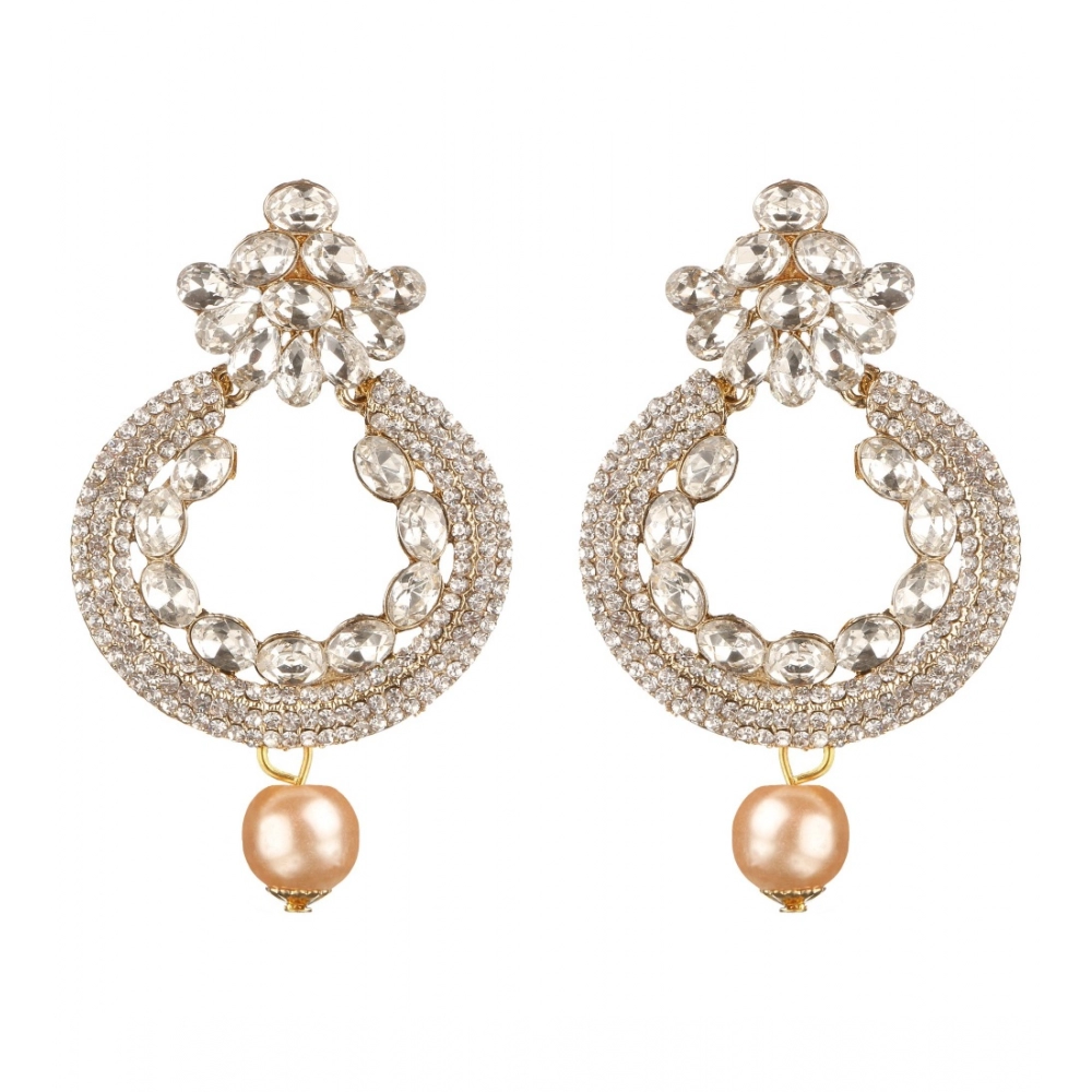 Generic Women's Rose Gold Plated Alloy Earrings (White)