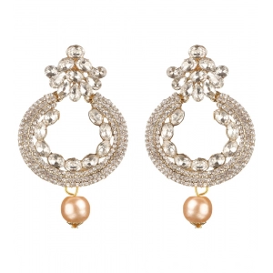 Generic Women's Rose Gold Plated Alloy Earrings (White)