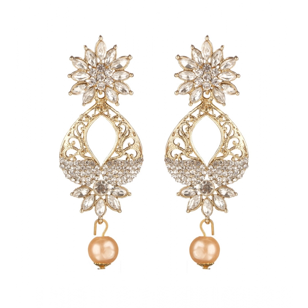 Generic Women's Rose Gold Plated Alloy Earrings (White)