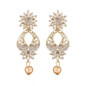 Generic Women's Rose Gold Plated Alloy Earrings (White)