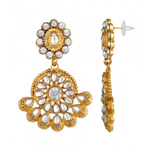 Generic Women's Rose Gold Plated Alloy Earrings (White)