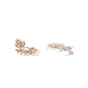 Generic Women's Rose Gold Plated Alloy Earrings (Gold & Pink)