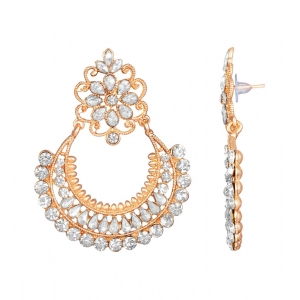 Generic Women's Rose Gold Plated Alloy Earrings (White)