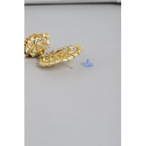 Generic Women's Rose Gold Plated Alloy Earrings (White)