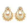 Women's Rose Gold Plated Alloy Kundan Earrings &amp; Mangtikka (White &amp; Gold)