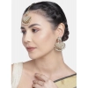 Dropship Women's Rose Gold Plated Alloy Kundan Earrings &amp; Mangtikka (White)