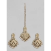 Dropship Women's Rose Gold Plated Alloy Kundan Earrings &amp; Mangtikka (White)