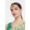 Dropship Women's Rose Gold Plated Alloy Kundan Earrings &amp; Mangtikka (Red &amp; Green)
