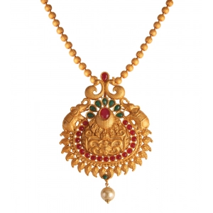 Generic Women's Rose Gold Plated Alloy Jewellery Chain Pendant Sets (Gold & Red)
