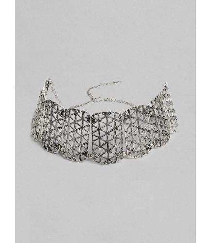 Women's Rose Gold Plated Alloy Choker (Silver)