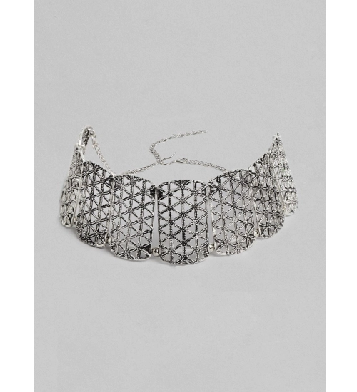 Women's Rose Gold Plated Alloy Choker (Silver)