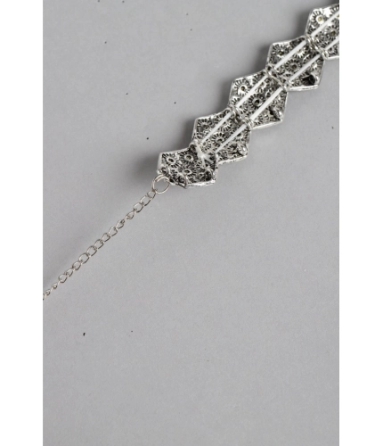 Women's Rose Gold Plated Alloy Choker (Silver &amp; Black)