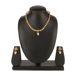 Generic Women's Rose Gold Plated Alloy Necklace & Earings Set (Gold)