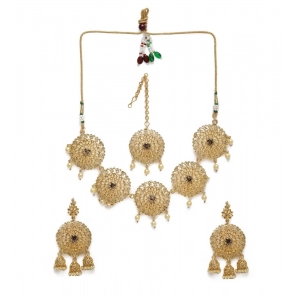 Generic Women's Rose Gold Plated Alloy Necklace & Earings Set (Gold)