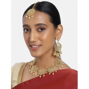 Generic Women's Rose Gold Plated Alloy Necklace & Earings Set (Gold)