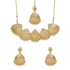 Generic Women's Rose Gold Plated Alloy Necklace & Earings Set (Gold)