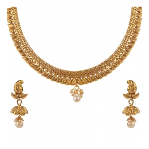 Generic Women's Rose Gold Plated Alloy Necklace & Earings Set (Gold)