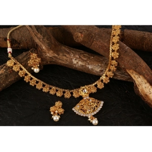 Generic Women's Rose Gold Plated Alloy Necklace & Earings Set (Gold)