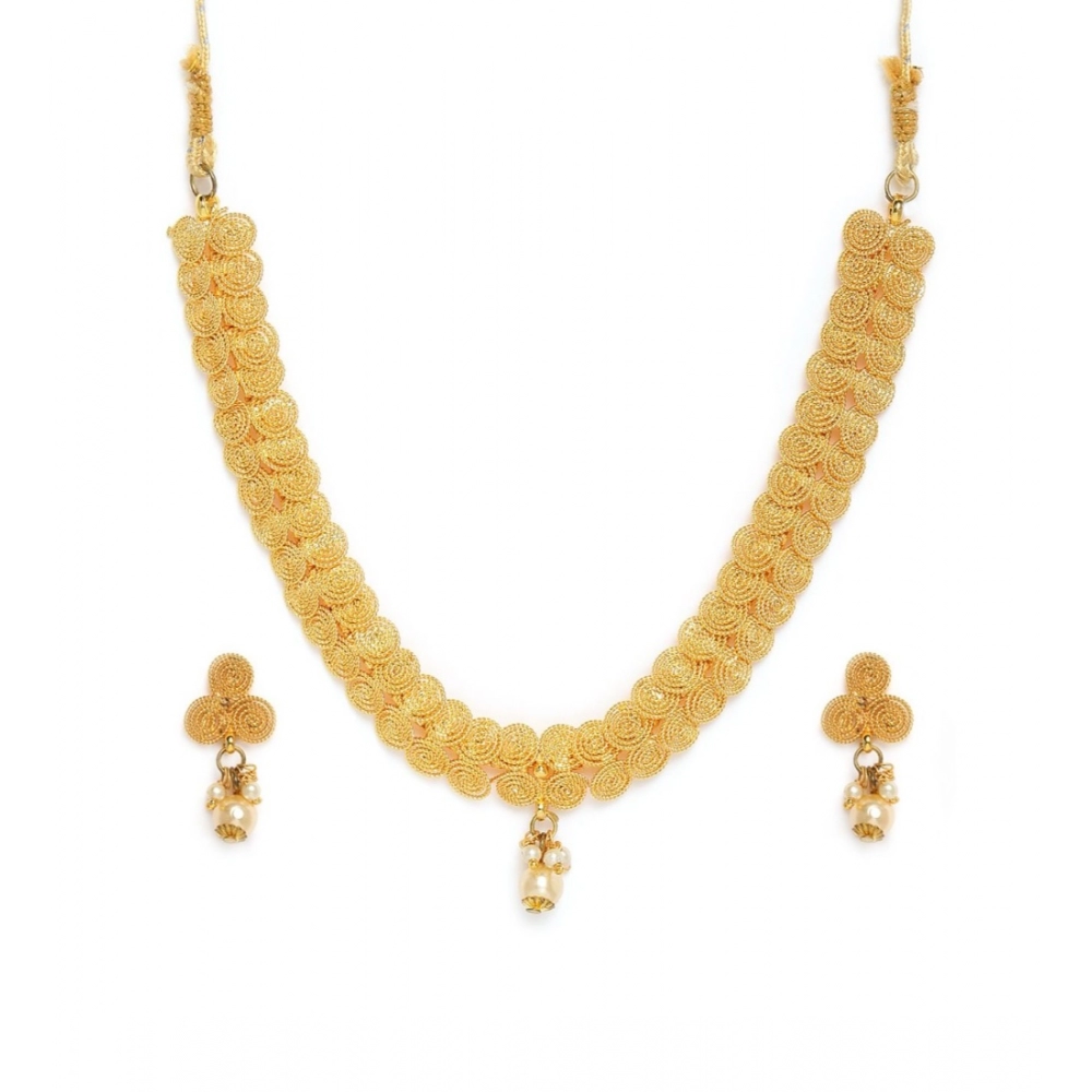 Generic Women's Rose Gold Plated Alloy Necklace & Earings Set (Gold)
