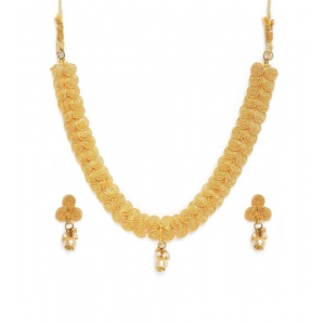 Generic Women's Rose Gold Plated Alloy Necklace & Earings Set (Gold)