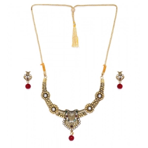 Generic Women's Rose Gold Plated Alloy Necklace & Earings Set (Multicolor)