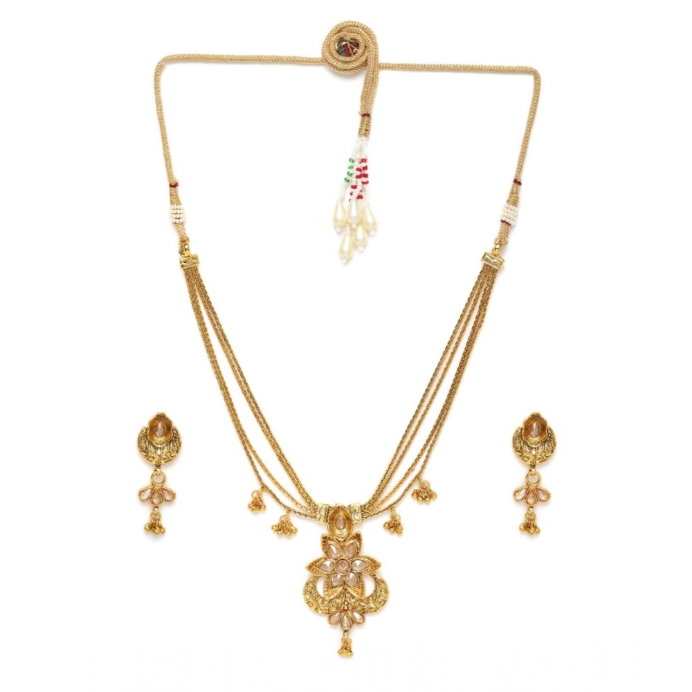 Generic Women's Rose Gold Plated Alloy Necklace & Earings Set (Gold)