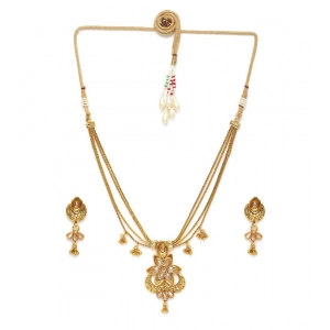 Generic Women's Rose Gold Plated Alloy Necklace & Earings Set (Gold)