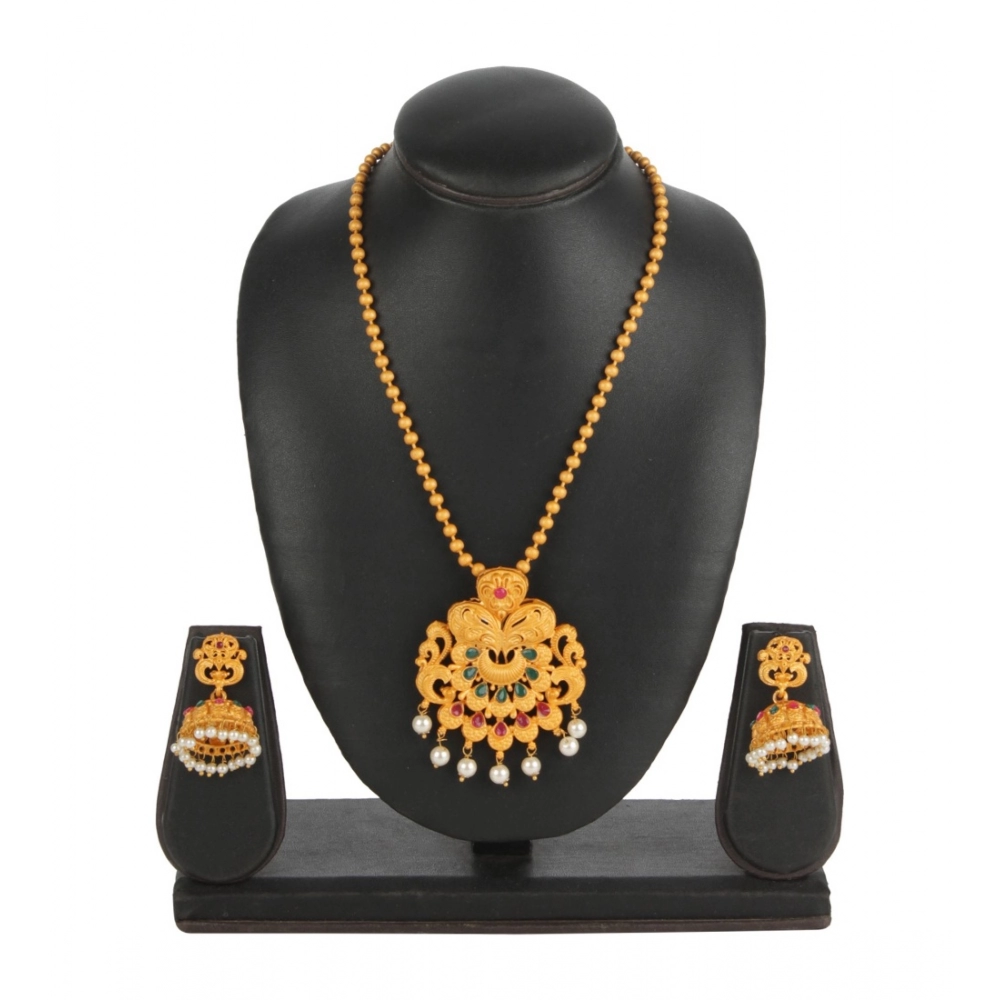 Generic Women's Rose Gold Plated Alloy Necklace & Earings Set (Gold)