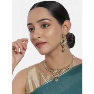 Generic Women's Rose Gold Plated Alloy Necklace & Earings Set (Gold)