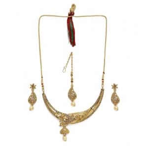 Generic Women's Rose Gold Plated Alloy Necklace & Earings Set (Gold)