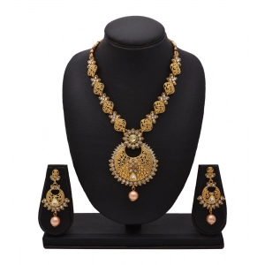 Generic Women's Rose Gold Plated Alloy Necklace & Earings Set (Gold)