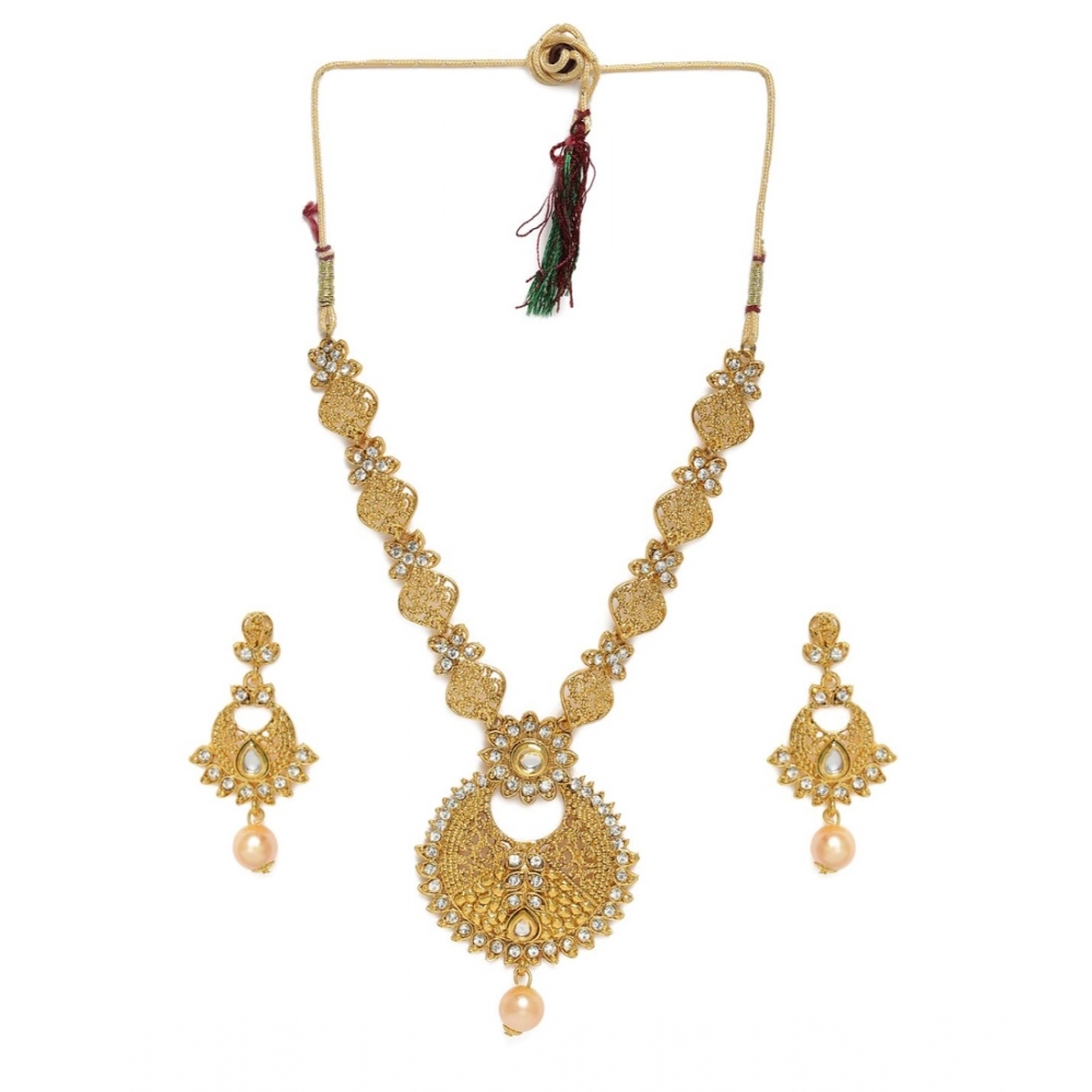 Generic Women's Rose Gold Plated Alloy Necklace & Earings Set (Gold)
