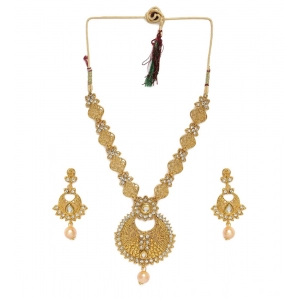 Generic Women's Rose Gold Plated Alloy Necklace & Earings Set (Gold)