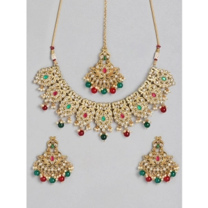 Generic Women's Rose Gold Plated Alloy Necklace & Earings Set (Light Green)
