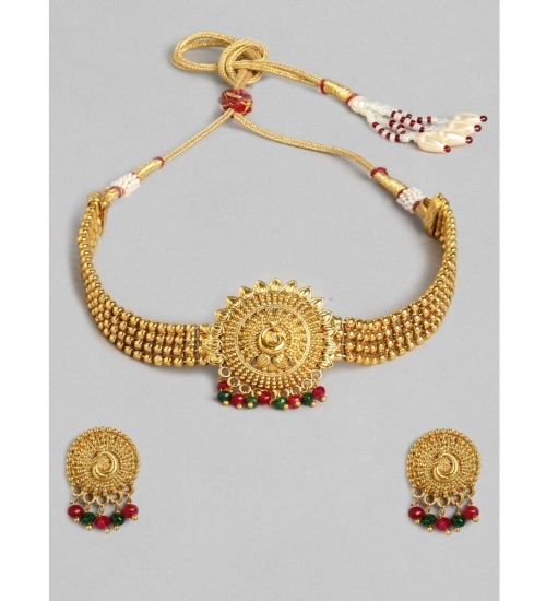 Women's Rose Gold Plated Alloy Necklace & Earings Set (Gold)