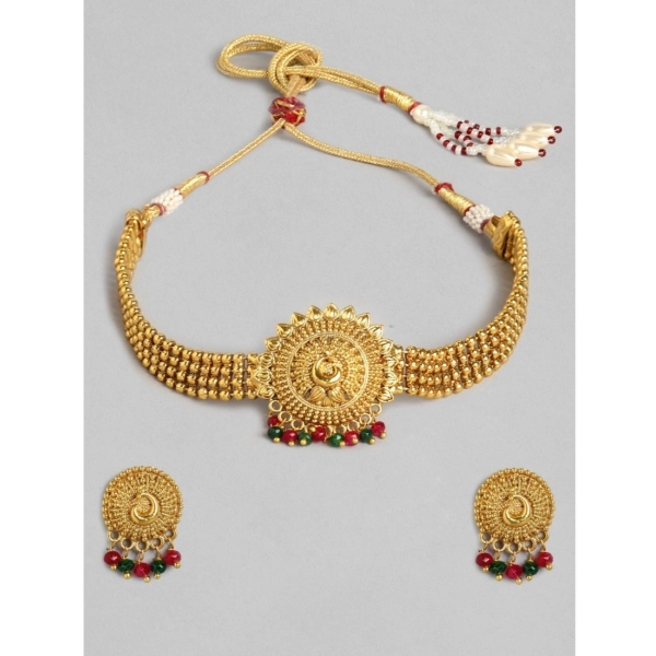 Dropship Women's Rose Gold Plated Alloy Necklace &amp; Earings Set (Gold)