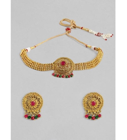 Women's Rose Gold Plated Alloy Necklace & Earings Set (Multicolor)