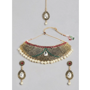 Generic Women's Rose Gold Plated Alloy Necklace & Earings Set (Multicolor)
