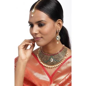 Generic Women's Rose Gold Plated Alloy Necklace & Earings Set (Multicolor)