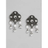 Women's Rose Gold Plated Alloy Necklace &amp; Earings Set (Silver &amp; White)