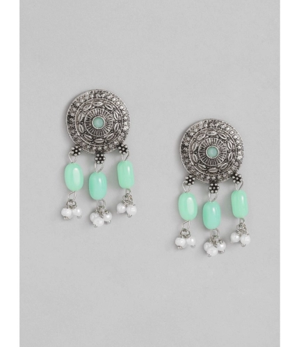 Women's Rose Gold Plated Alloy Necklace &amp; Earings Set (Light Green)