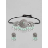 Dropship Women's Rose Gold Plated Alloy Necklace &amp; Earings Set (Light Green)