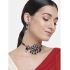 Dropship Women's Rose Gold Plated Alloy Necklace &amp; Earings Set (Black)
