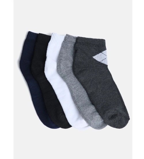 5 Pairs Men's Casual Cotton Blended Solid Mid-Calf length Socks (Assorted)