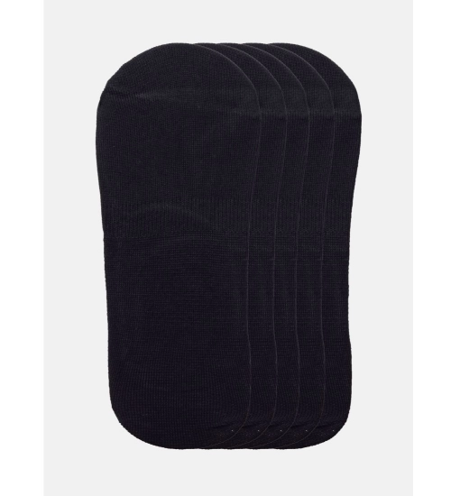 5 Pairs Unisex Casual Cotton Blended Solid No-show Socks (Black)