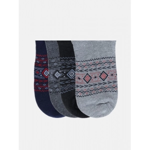 Generic 4 Pairs Men's Casual Cotton Blended Printed Mid-Calf length Socks (Assorted)