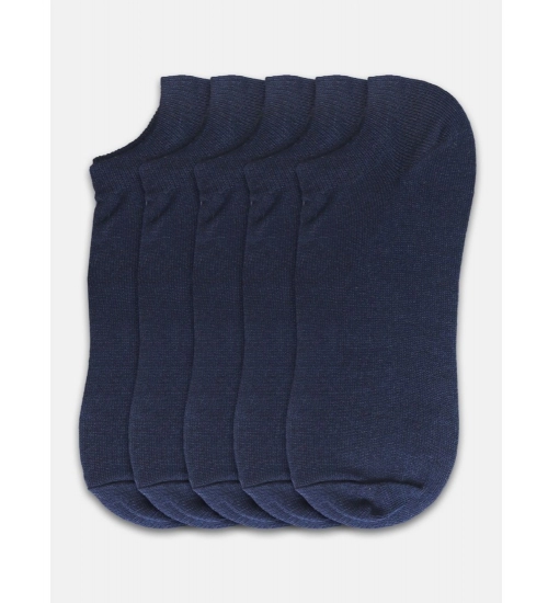 5 Pairs Unisex Casual Cotton Blended Solid Ankle length Socks (Navy)