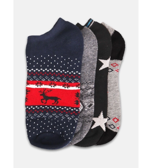 4 Pairs Unisex Casual Cotton Blended Printed Ankle length Socks (Assorted)
